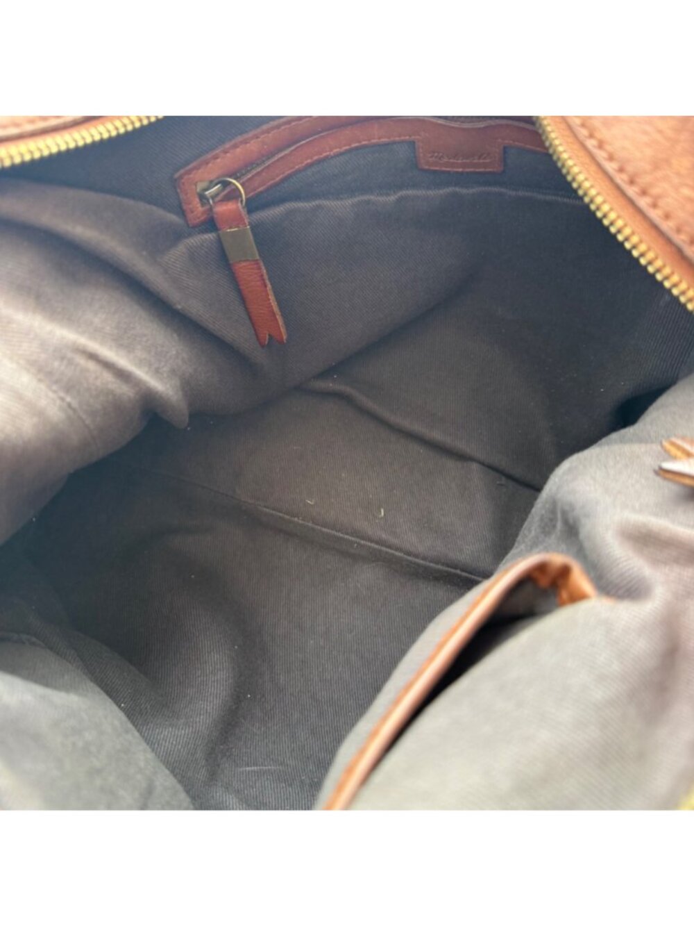 Madewell Women's Crossbody Bag Brown Leather Zip-Top Transport Travel Tote Purse - Picture 6 of 13